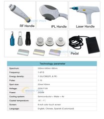3in1 Laser OPT IPL Hair Removal Machine ND Yag Tattoo Removal RF Lifting Skin
