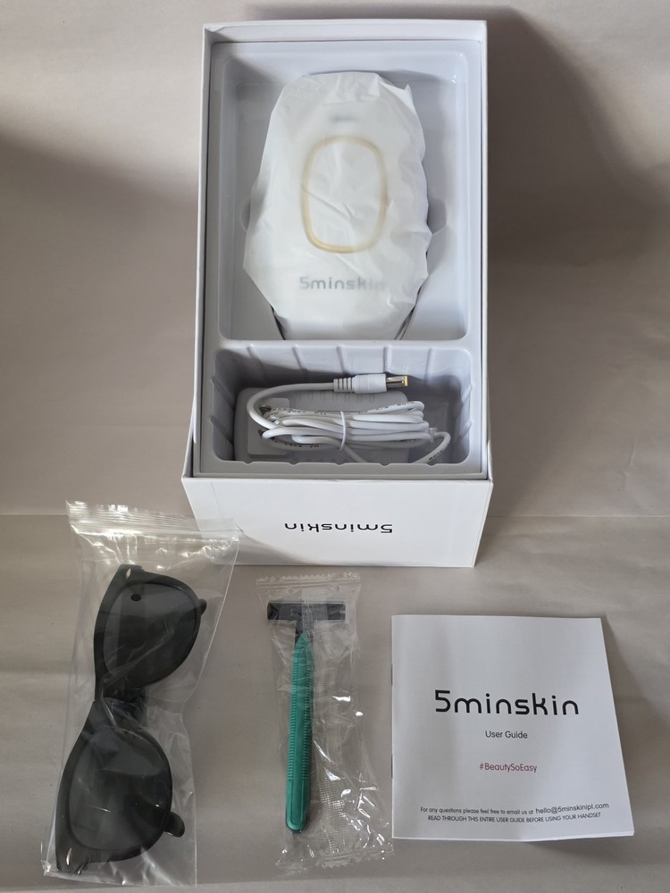5minskin IPL Premium Hair Removal Device, White/Gold, Corded Electric
