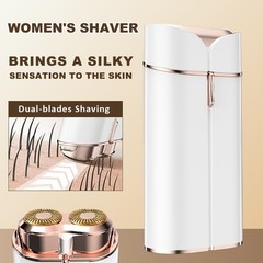 Painless Women’s Facial Hair Remover, LED Light, USB Rechargeable, Dual-Blade Ra