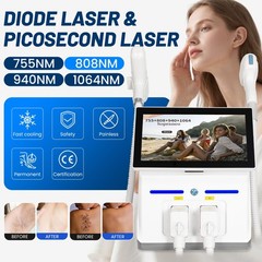2-In-1 808 Diode Laser Hair Removal +Picosecond Tattoo Removal Skin Rejuvenation