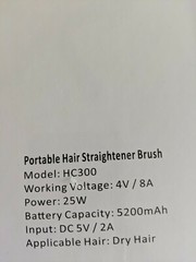 Hair Straightener Brush, Cordless Ceramic Hair Straightening Brush, Anti Scald F